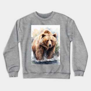 Arctic Grizzly Bear - Watercolor Paint Crewneck Sweatshirt